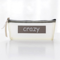 韩国版透明笔袋简约小清新pvc大容量学生笔袋女文具盒初中生 尼龙透明网纱三角款-crazy