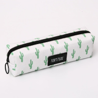 韩版简约帆布铅笔袋创意大容量男生女生文具盒小学生初中学生笔袋 成语故事方形-白 笔袋+小学生套餐