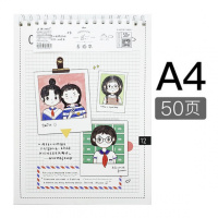 小清新素描本a4速写本超厚涂鸦绘画画本学生空白彩铅本子 少女头像04(A4/50张)