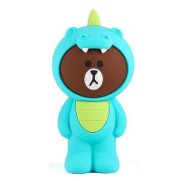 韩版布朗熊笔袋网红硅胶简约铅笔袋男女中小学生可爱大容量文具盒 恐龙熊笔袋