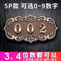 欧式仿古铜牌号数字定制牌号码牌家用标牌定做包厢房间数字贴 5P款(门牌号留言客服备注)