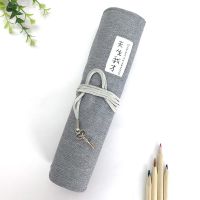 韩国创意卷笔袋简约时尚大容量分离式卷笔帘初中生男女笔袋文具盒 灰色-天生我才