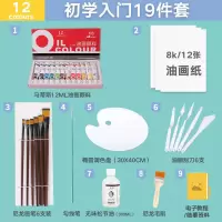 油画纸8k练习纸布纹写生纸油画布替代纸油画工具颜料纸板本 12张+12色19件油画套装