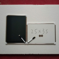 磁性小黑板双面教学家用挂式绿板白板儿童粉笔涂鸦画板办公留言板 25*35黑白双面(送笔)