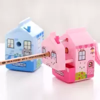 0722手摇削笔器小学生北极熊手动卷笔刀儿童卡通削笔刀转笔刀 蓝色(0724) 2台(送橡皮)