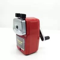 9116金属削笔器铁壳转笔刀自动铅笔刀商务办公手摇卷笔削笔刀 9116红[全金属]送12支高档铅笔