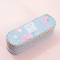大容量帆布双层笔袋女生韩版网红文具盒简约可爱男女孩创意铅笔盒 天真蓝
