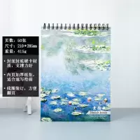 空白素描本8k活页侧翻速写本创意小清新学生用画画本初学者彩铅本 A4-睡莲-50张