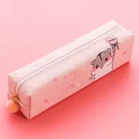 简约透明笔袋女简约ins韩版大容量小学生男孩用可爱多功能文具盒 彼得鼠/加长四方款/浅粉色