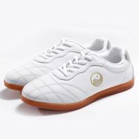 真牛皮春夏季真皮透气太极鞋女 牛筋底太极拳武术练功鞋 运动鞋男 白色祥云图 42