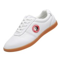 真牛皮春夏季真皮透气太极鞋女 牛筋底太极拳武术练功鞋 运动鞋男 [头层皮]白色(四季款) 44