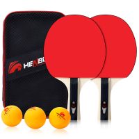 耐用高弹乒乓球拍2支装初学者学生训练套装 直拍横拍|6208长柄两支+拍包+3只球
