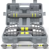 钢制哑铃男士健身器材家用15kg20/30/40公斤两用亚玲杠铃套装