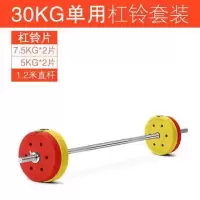 环保杠铃套装 家用健身器材包胶哑铃组合两用杠铃片举重深蹲直杆|30公斤单用杠铃