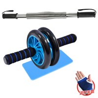 健身器材套装男家用体育用品多功能胸肌训练锻炼臂力棒拉力臂力器|电镀棒(黑色)+豪华轮蓝+跪垫手套 50公斤