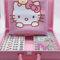 kt猫手搓麻将家用hello kitty宿舍粉色凯蒂猫卡通麻将中号大号