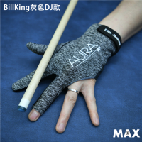 职业billking台球专用手套左撇子三指透气露指专业桌球防滑|灰色DJ款左手(手背魔术贴)中号