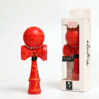 新品七个半 专业日本剑玉kendama剑球日月球儿童玩具技巧球入门款|天崩裂纹红黄