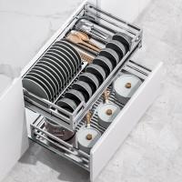 樱花304不锈钢拉篮厨房橱柜内碗篮抽屉式沥水碗架调味篮收纳开