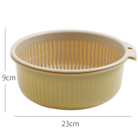 2件套 厨房双层沥水篮洗菜盆客厅水果盘家用大号塑料菜篮子洗菜篮|大号米色[两件套]