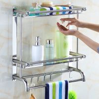 加厚毛巾架免打孔厕所浴室卫生间置物架壁挂收纳架不锈钢洗手间澡