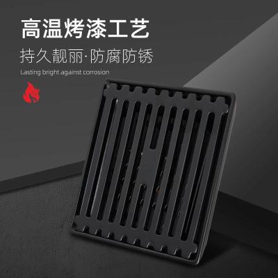 黑色地漏浴室淋浴防臭隐形地漏卫生间厕所下水道三通洗衣机全铜芯