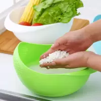 加厚同款家用洗菜篮子淘米盆塑料淘米洗水果沥水篮厨房淘米筛|[加厚]绿色精品一个装
