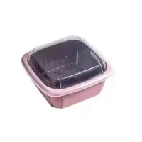双层沥水保鲜盒冰箱多功能家用厨房蔬菜水果沥水篮塑料洗菜盆带盖|粉色[1个装]