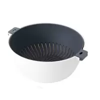 双层网红水果盆沥水篮创意厨房漏水淘菜盆洗水果圆形洗菜篮子|灰色 [小号+大号](随机颜色)