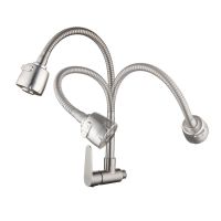 可旋转304不锈钢厨房水龙头 单冷入墙式洗菜盆水槽阳台洗衣池龙头