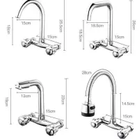 水龙头全铜入墙式厨房冷热水龙头洗菜盆水槽旋转水龙头净水