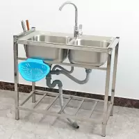 洗菜盆不锈钢洗手盆水槽双槽盆厨房水槽洗菜池洗碗盆带落地支架
