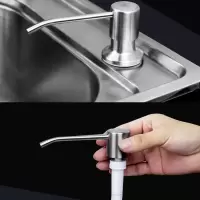 皂液器 厨房水槽用洗洁精瓶子按压瓶洗菜盆洗涤剂304不锈钢按压器|银色拉丝304泵头