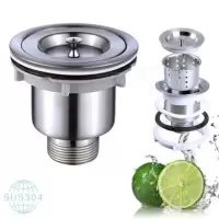 厨房洗菜盆下水管通用下水器洗碗池排水管不锈钢盆配件水槽过滤网|全304不锈钢下水器带提篓