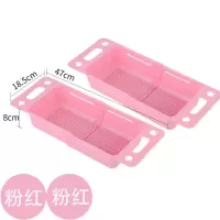 可伸缩洗菜盆淘菜盆沥水篮子塑料水果收纳筐厨房水槽洗碗池置物架|可伸缩沥水篮[粉色两个装]