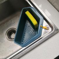 三角形沥水篮水池厨房专用洗菜盆滤水篮水槽挂篮家用转角塑料收纳|升级加厚款[蓝色2个装]