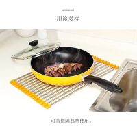 佳均厨房水槽水果篮沥水卷帘不锈钢沥水帘沥水盆可折叠置物架|304钢12管43*23