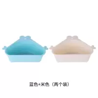 三角洗菜盆沥水篮厨房水槽过滤网剩菜剩饭水池洗碗池神器挂篮转角|两个装(蓝色+米色) 升级款送[吸盘+挂钩]