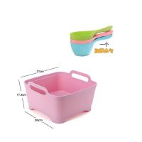 厨房洗菜篮沥水篮水果篮塑料盆子移动水槽置物洗碗盆多功能置物盆|粉色水槽+水勺一个