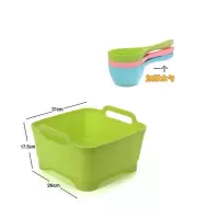 厨房洗菜篮沥水篮水果篮塑料盆子移动水槽置物洗碗盆多功能置物盆|绿色水槽+水勺一个