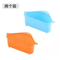 厨房水槽三角沥水篮吸盘式洗菜盆过滤水置物架洗碗池抹布收纳挂篮|蓝色+橙色