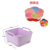 厨房洗菜篮沥水篮水果篮塑料盆子移动水槽置物洗碗盆多功能置物盆|紫色水槽+梅花糖果盘