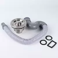 水槽下水器厨房双槽下水管洗菜双盆不锈钢钢丝下水管防臭配件110+|全钢单盆110+钢丝下水管套