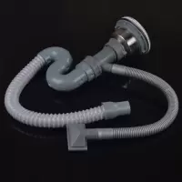 水槽下水器厨房双槽下水管洗菜双盆不锈钢钢丝下水管防臭配件110+|全钢材单盆110+带溢水(套