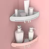 浴室三角架北欧卫生间浴室沐浴洗漱转角塑料置物架吸壁式免打孔