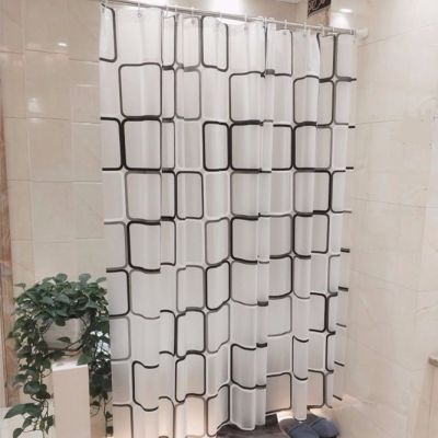 浴帘隔断帘浴帘布浴帘杆套装洗澡门帘卫生间防水布免打孔窗帘子布|加厚Peva大方格 宽80*180高+环(不带杆)