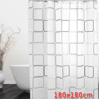 欧式简约浴帘防水帘防霉浴室挂帘加厚淋浴布卫生间窗帘浴帘杆套装|经典格子180X180cm送挂环