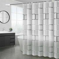浴帘套装免打孔浴帘布防水防霉卫生间浴帘隔断帘浴帘杆套装窗帘布|加厚PEVA大方格 帘200宽x200高(不带杆)