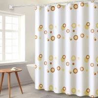 浴帘套装免打孔浴室浴帘布防水加厚卫生间浴帘隔断帘窗帘布浴帘杆|涤纶咖啡圈 单帘200宽*240高（送加厚挂环）