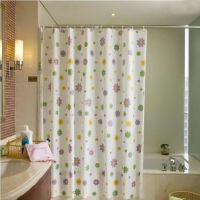 浴帘套装免打孔浴帘布防水防霉卫生间浴帘隔断帘浴帘杆套装窗帘布|加厚PEVA紫色小花 帘150宽x220高(不带杆)